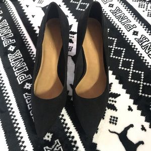 Black suede block heels